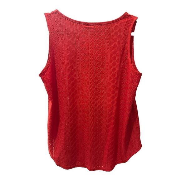 Tank Tops red eyelet Flowy Scoop Neck Loose Fit Tank-Top Sleeveless Cami - Picture 5 of 13